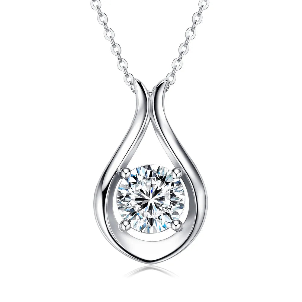2 Carat Moissanite 925 Sterling Silver Pendant Necklace - V.I.P Digital Presence