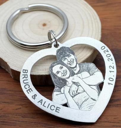 Family commemorative pet dog hang tag photo keychain couple photo titanium steel DIY necklace pendant customized - V.I.P Digital Presence