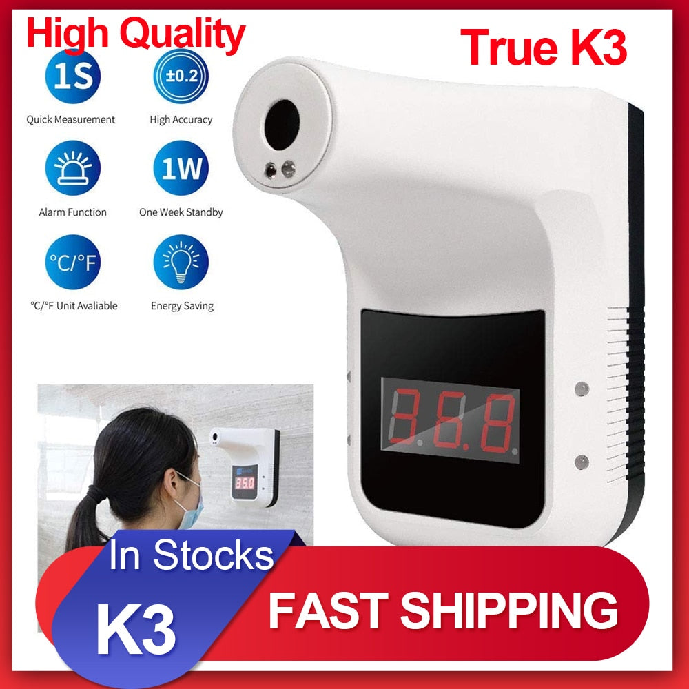 K3 Non-contact Infrared Thermometer Digital Forehead Hand Temperature Sensor Laser Gun With Fever Alarm Wall Mounted - V.I.P Digital Presence