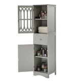Tall Bathroom Cabinet, Freestanding Storage Cabinet with Drawer and Doors, MDF Board, Acrylic Door, Adjustable Shelf, Grey - V.I.P Digital Presence