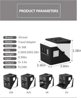 2019 , 3 USB + 1 Typc C International Power Adapter for Europe, UK, China, Australia, Japan and More 200 Countries Black Green - V.I.P Digital Presence
