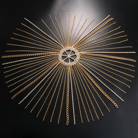 European and American style tassel hair chain punk style metal chain rhinestone hair accessory exaggerated headband hair chain - V.I.P Digital Presence