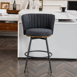 A set of 2 gray rotating bar stools - high backrest, adjustable, with elegant metal backrest decoration - V.I.P Digital Presence
