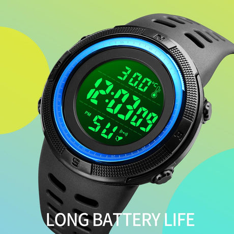 SKMEI 1681 Body Temperature Men's Watch Electronic 5Bar Waterproof Long Battery Life Alarm Clock LED Healthy Male Sport Watch - V.I.P Digital Presence