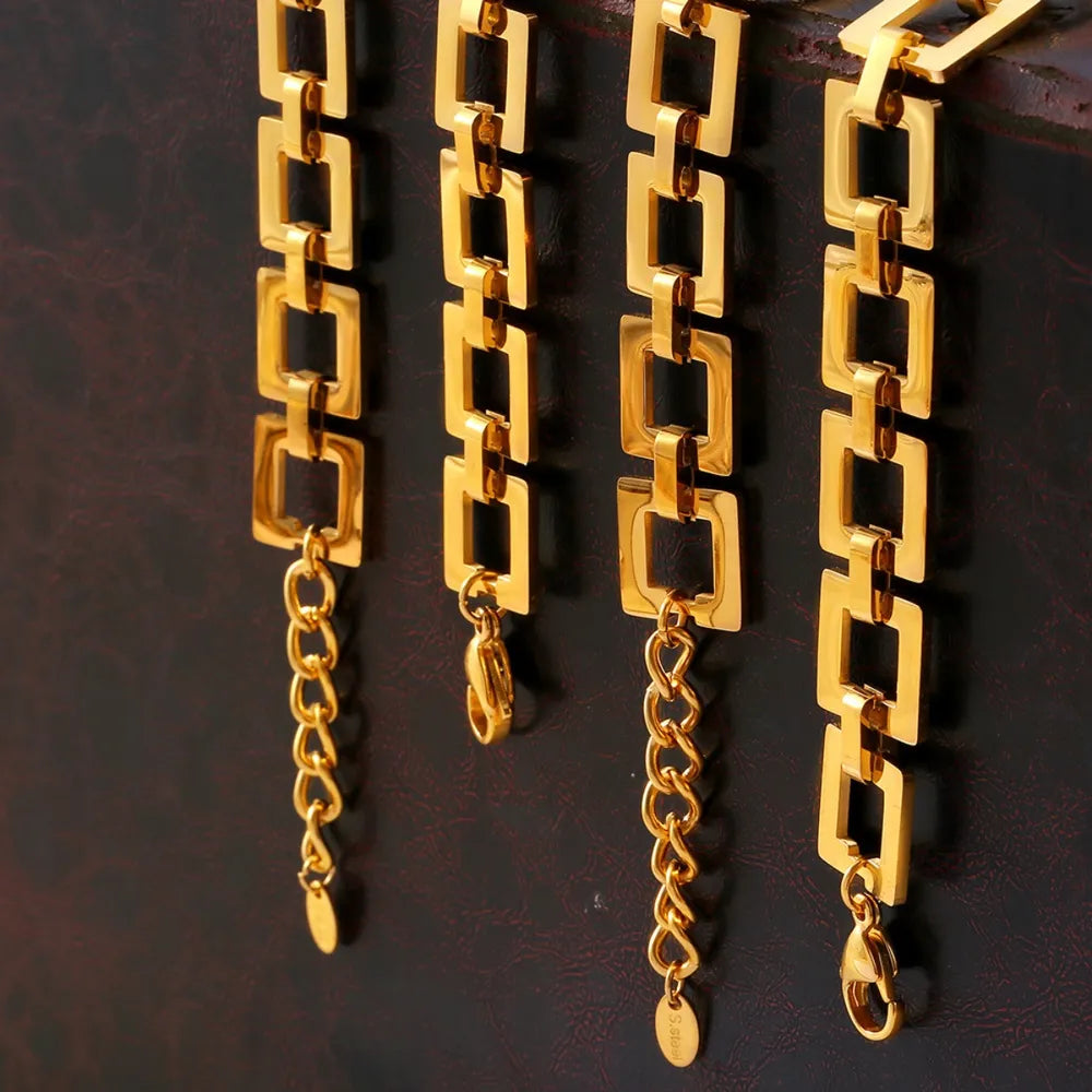 Titanium Steel Hollow Square Chain Bracelet - V.I.P Digital Presence