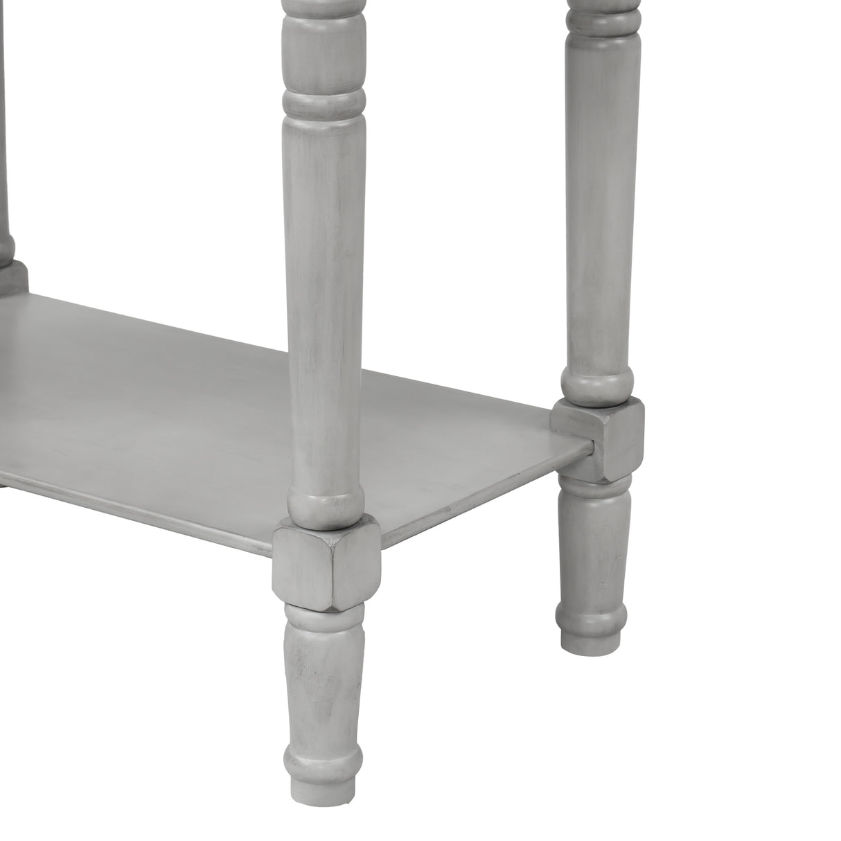 TREXM Narrow Console Desk, Thin Sofa Table with Three Storage Drawers and Living Room Bottom Shelves (Grey Washed) - V.I.P Digital Presence