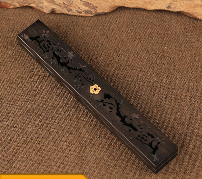 Wooden thread incense box, black sandalwood inlaid with boxwood, sleeping incense burner, incense burner, household indoor agarw - V.I.P Digital Presence