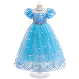 Frozen 2 Elsa Princess Dress Purple Bubble Sleeves Pearl Mesh Girls' Cosplay Dress Performance Dress - V.I.P Digital Presence