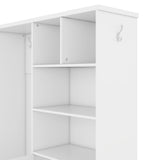 Multi-functional Hall Tree with Storage Shelves Drawers Cabinet Elegant Hallway Shoe Cabinet with Bench Modern Coat Rack White - V.I.P Digital Presence