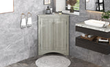 Oak Triangle Bathroom Storage Cabinet with Adjustable Shelves, Freestanding Floor Cabinet for Home Kitchen - V.I.P Digital Presence