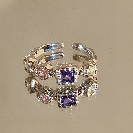 Dopamine love colored zircon diamond ring female niche index finger high-end fashion personality open ring - V.I.P Digital Presence