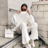 Knitted pullover loose irregular thick sweater high neck knitted sweater - V.I.P Digital Presence