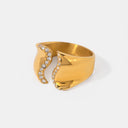 Stainless Steel Inlaid Rhinestone Bypass Ring - V.I.P Digital Presence