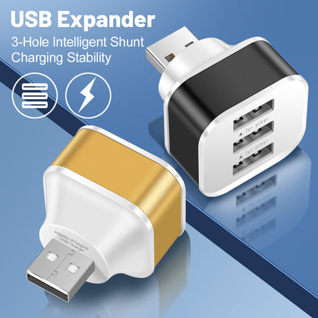Luminous 3 USB mobile phone charging head with 1/3 expansion port, multi port USB mobile phone charger - V.I.P Digital Presence