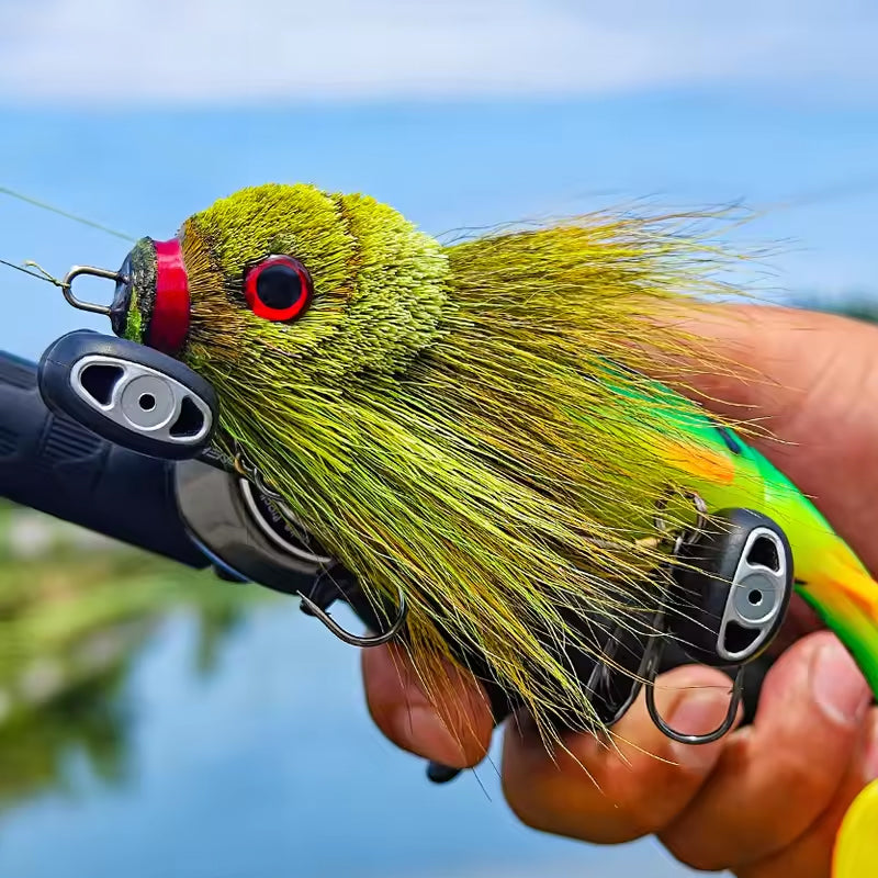 Palisandro Baby Rat Swimbait Bucktail - Muskie/Pike Lure, Hand - tied Deer Hair, Solid Body Fishing Rig - V.I.P Digital Presence