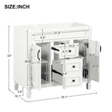 36'' Bathroom Vanity without Top Sink Cabinet only Modern Bathroom Storage Cabinet with 2 Soft Closing Doors and 2 Drawers - V.I.P Digital Presence