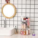 Rotating cosmetic storage box transparent desktop display rack dressing table makeup brush skincare product storage rack - V.I.P Digital Presence