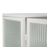 23.62"Glass Doors Modern Two-door Wall Cabinet with Featuring Two-tier Enclosed Storage an Open Shelf and Towel Rack