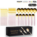 Cutlery Set Stainless Steel Knife Fork Set 24-Piece Tableware Set Golden Steak Knife Fork Spoon 6-Person Set - V.I.P Digital Presence