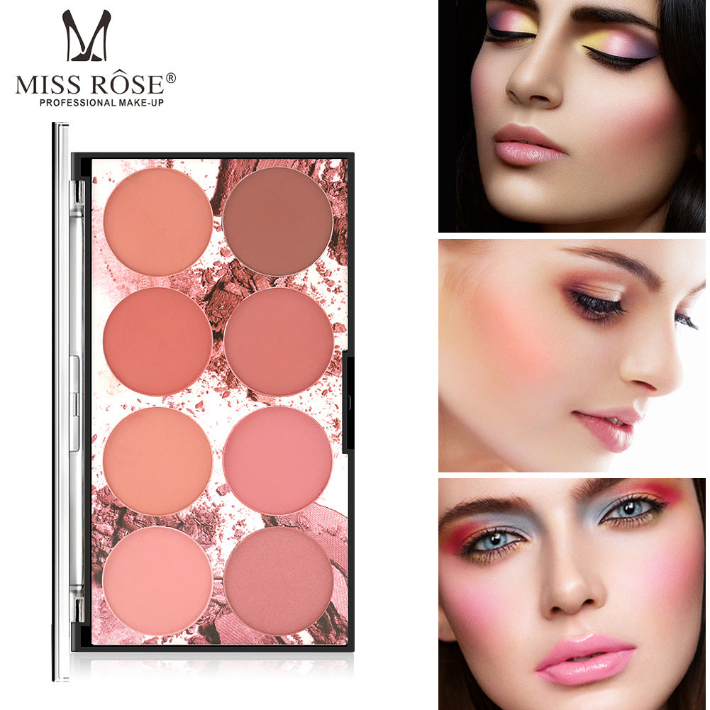 Miss Rose Eight Color Blush Palette Matte Long Lasting Sun Red Natural Skin Tone Nude Makeup Portable Blush Rouge Palette - V.I.P Digital Presence
