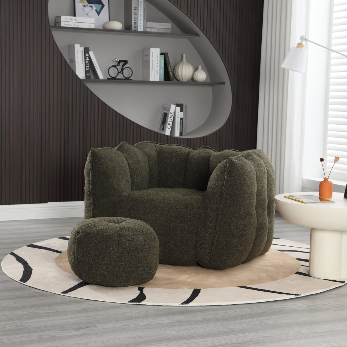 Soft Bean Bag Chair with High Resilient Foam(Chips)for living room and bedroom,Comfortable Square Lazy Sofa with Footstool - V.I.P Digital Presence