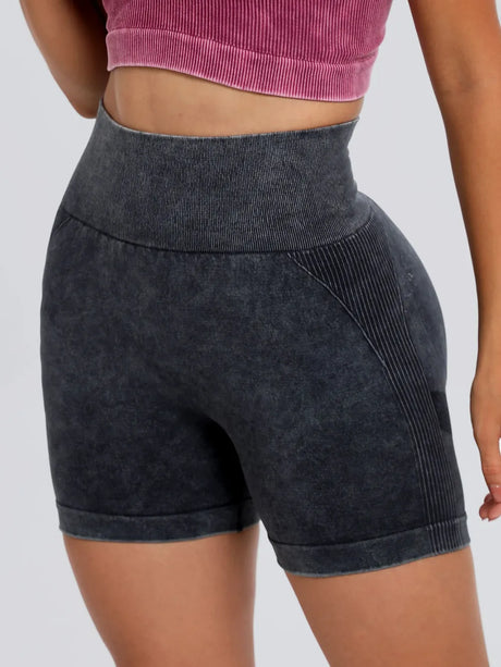 Washed High Waist Active Shorts - V.I.P Digital Presence
