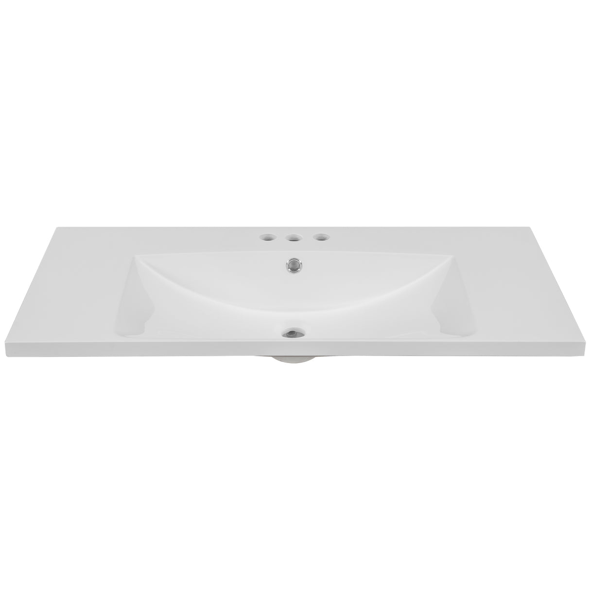 36" Single Bathroom Vanity Top with White Basin, 3-Faucet Holes, Ceramic, White - V.I.P Digital Presence