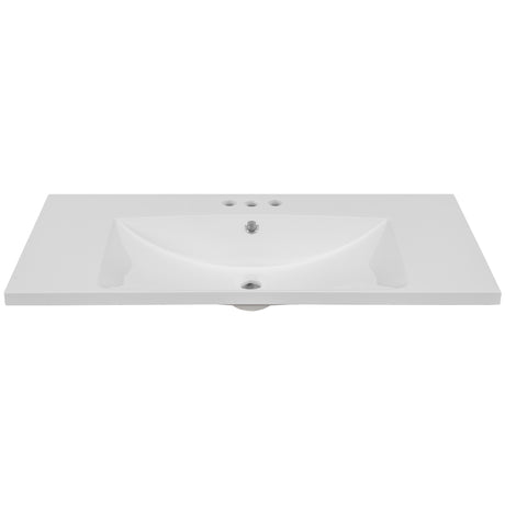 36" Single Bathroom Vanity Top with White Basin, 3-Faucet Holes, Ceramic, White - V.I.P Digital Presence