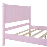 Full Size Wood Platform Bed Frame, Retro Style Bed with Rectangular Headboard,No Need Box Spring,Pink - V.I.P Digital Presence