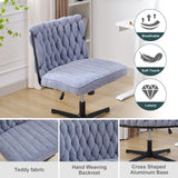 Armless Office Desk Chair No Wheels BLUE