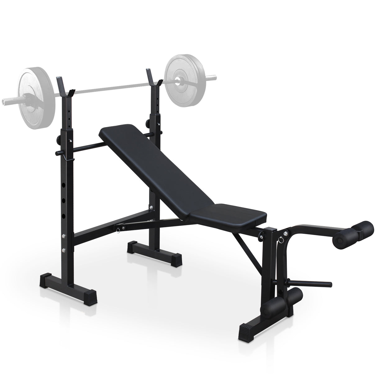 Banco de pesas olímpico con set de press de banca con soporte para sentadillas y banco para entrenamiento de cuerpo completo en el gimnasio en casa