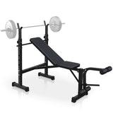 Banco de pesas olímpico con set de press de banca con soporte para sentadillas y banco para entrenamiento de cuerpo completo en el gimnasio en casa
