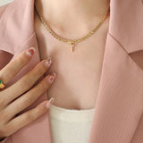 Brass Inlaid Zircon Letter Pendant Necklace - V.I.P Digital Presence