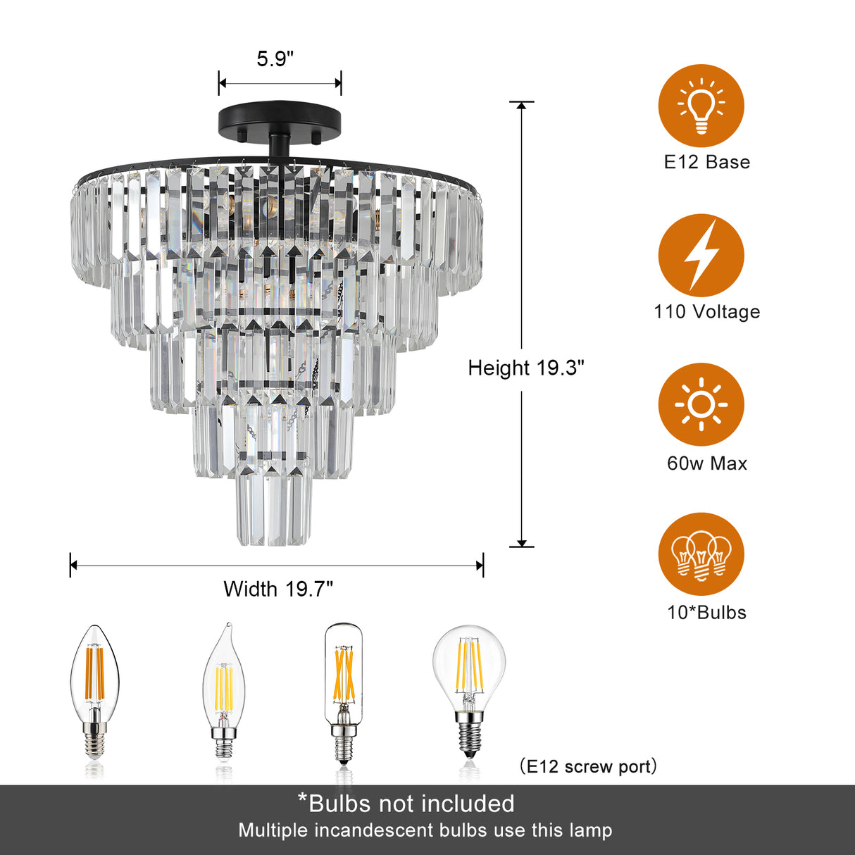 Black large crystal chandelier, modern style chandelier, dining room, living room, bedroom - V.I.P Digital Presence