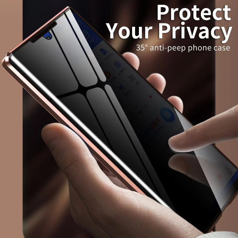 Funda de vidrio templado antiespía para Samsung Note20U, protección para teléfono S21, ultra magnética, cubierta metálica S21