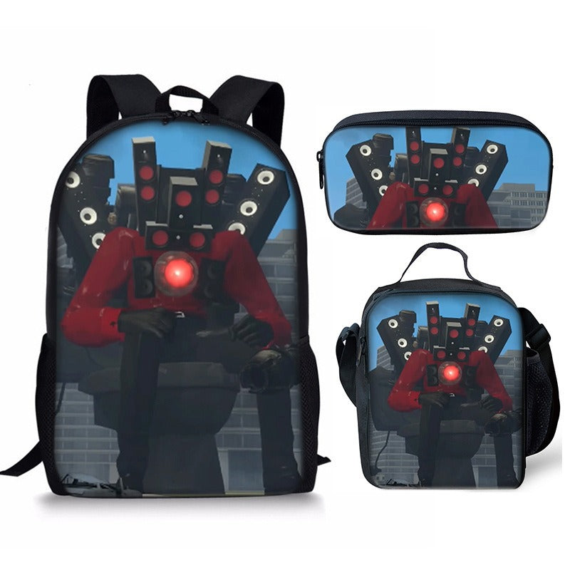 New 3PC-SET Skibidi Toilet Man Backpack Custom Game Peripheral Schoolbags For Primary Secondary School Teenage - V.I.P Digital Presence