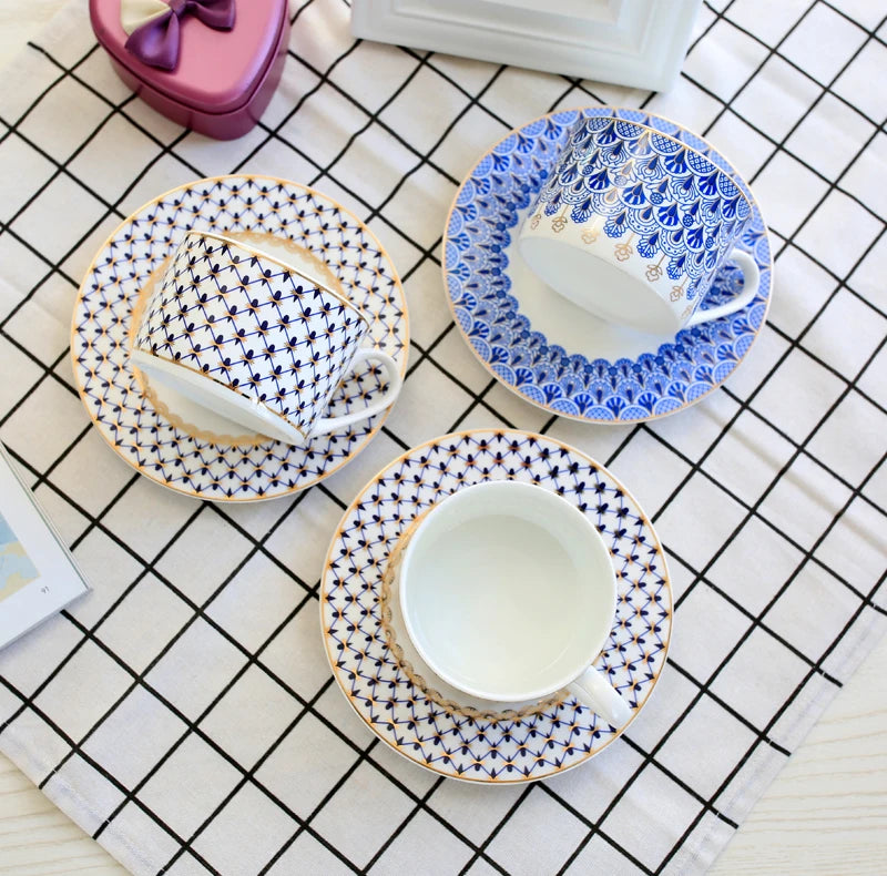 300ML, fine bone china coffee cup and saucer, russian design espresso cups, porcelain reusable cup, tea ceremony tazas cafe - V.I.P Digital Presence