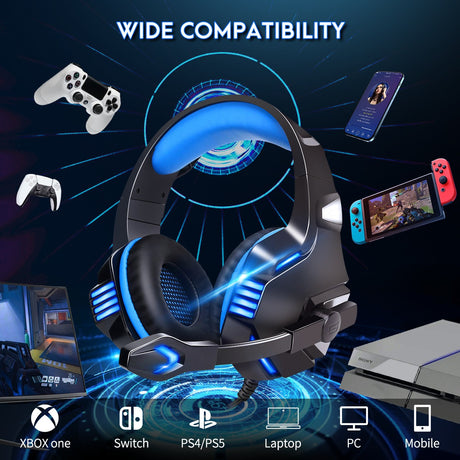 Head mounted gaming headphones RGB headphones wired headphones mobile phones computers subwoofers - V.I.P Digital Presence