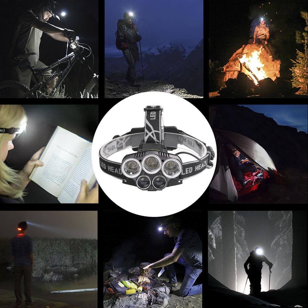 LED Headlamp 5 CREE XM-L T6 15000 lumens LED USB  Camping Hike Emergency Light - V.I.P Digital Presence