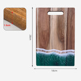 Wood Cutting Board Resin Blue green Wave Pattern - V.I.P Digital Presence