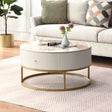 31.5 Inch Modern Round Coffee Table with Drawers, Marble Table with Storage, Coffee Table for Living Room - V.I.P Digital Presence