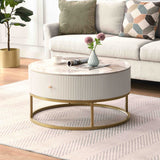 31.5 Inch Modern Round Coffee Table with Drawers, Marble Table with Storage, Coffee Table for Living Room - V.I.P Digital Presence
