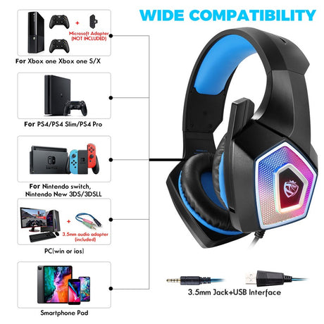 Head mounted gaming headphones colorful RGB wired computer headphones game controller headphones - V.I.P Digital Presence