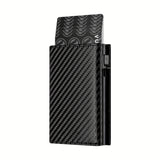 Men's Carbon Fiber Magnetic Card Clip PU Leather RFID Bank Card Bag Large Capacity Card Clip - V.I.P Digital Presence