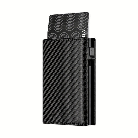 Men's Carbon Fiber Magnetic Card Clip PU Leather RFID Bank Card Bag Large Capacity Card Clip - V.I.P Digital Presence