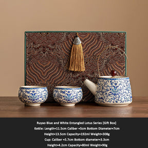 Ru Kiln Light Luxury Tea Set Gift Box for Giving to Elderly Companions - V.I.P Digital Presence
