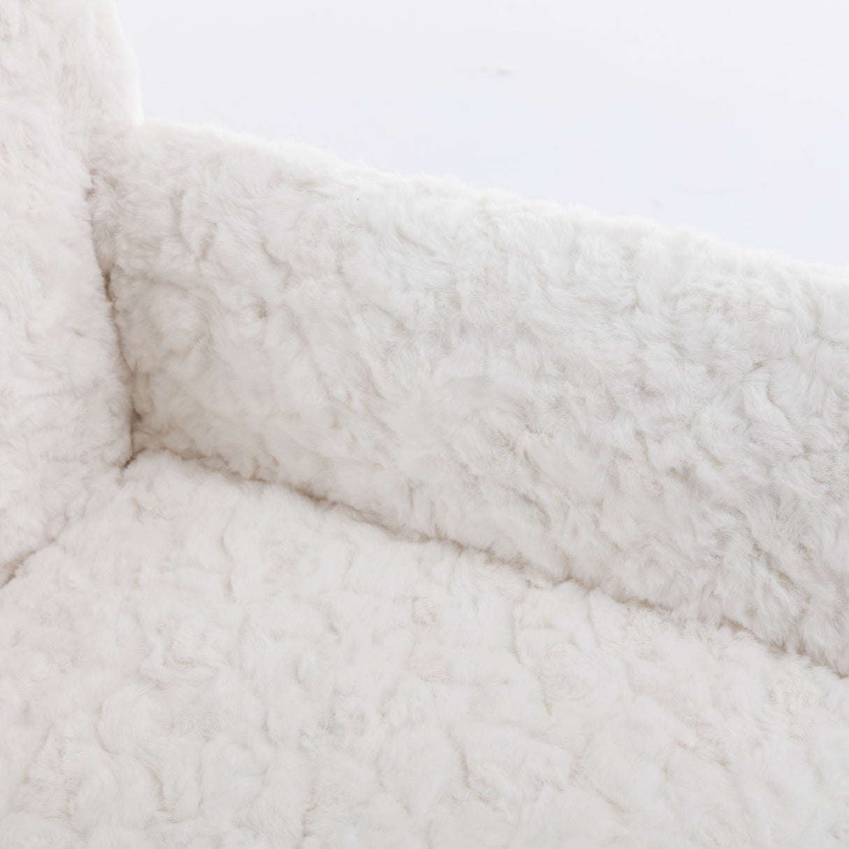 Artificial rabbit hair gold metal base home office chair adjustable chair rotating office chair, dressing chair (beige)