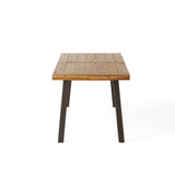 Della Acacia Wood Dining Table, Natural Stained with Rustic Metal, Brown, Grey - V.I.P Digital Presence