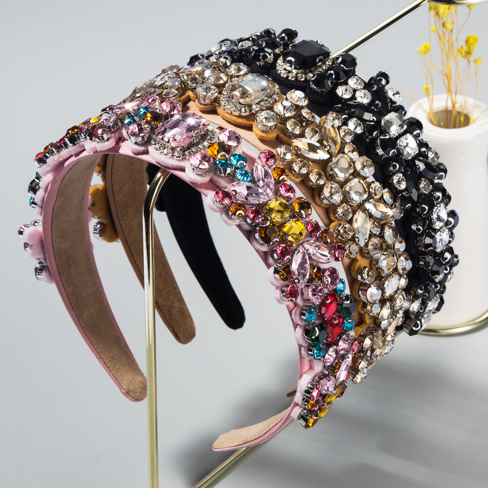 Summer New Fashion Headband Ladies Baroque Retro Headband Set With Colorful Rhinestones Full Diamond Hair Accessories - V.I.P Digital Presence