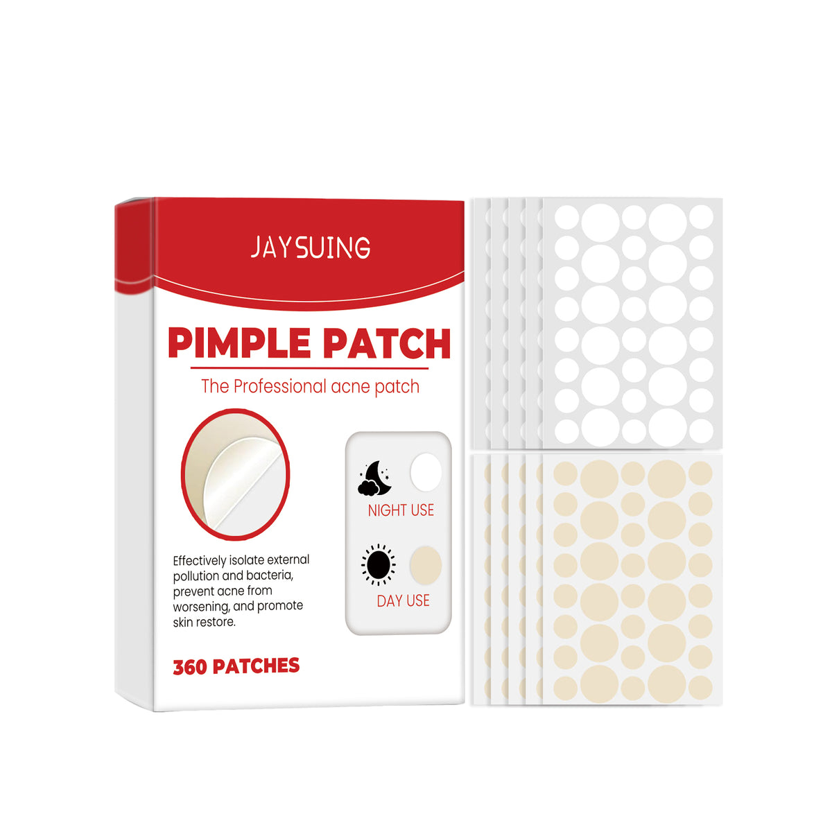Parche facial para el acné de día y de noche, reparador, control de la grasa facial y limpieza suave del acné.